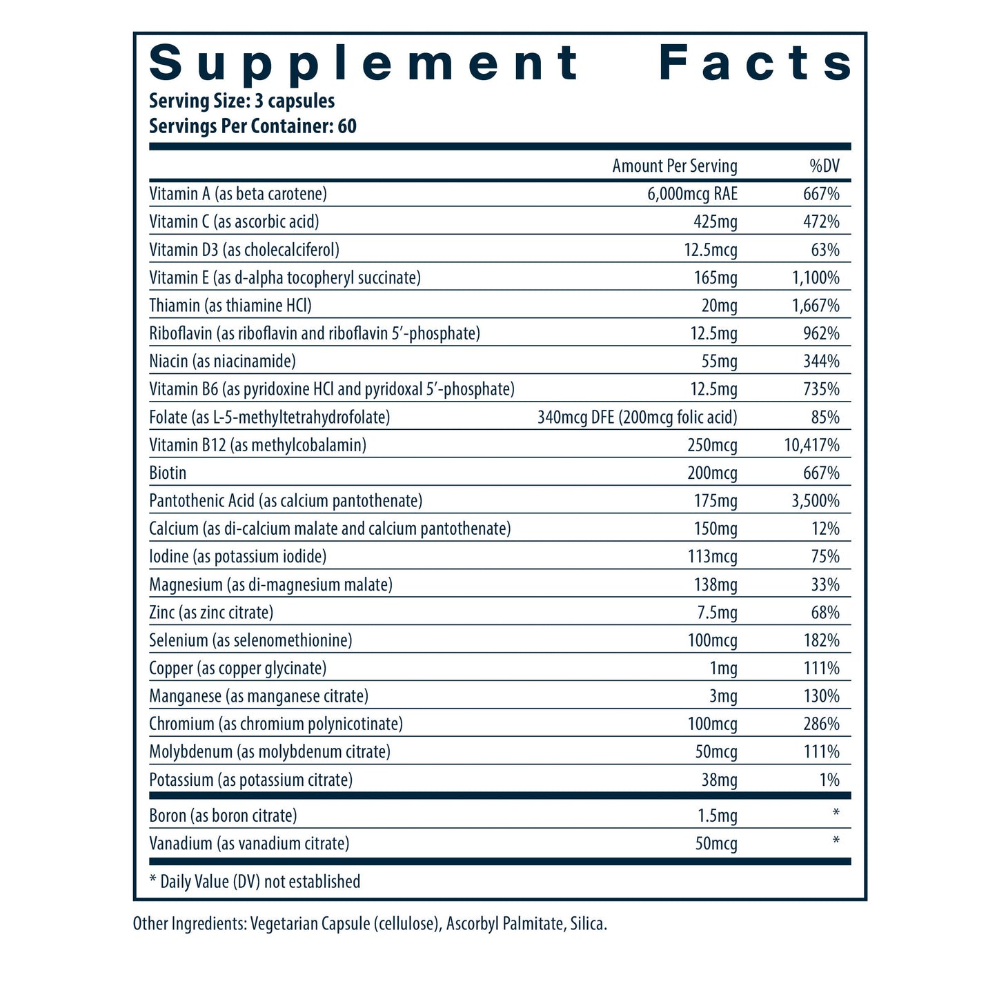 Vital Nutrients Multi-Nutrients 2 Citrate/Malate Formula (with Copper & without Iron) dietary supplement.