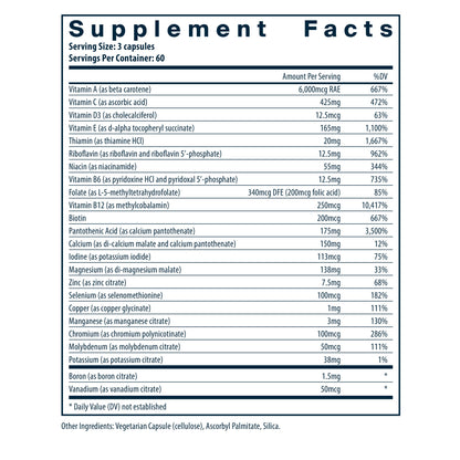Vital Nutrients Multi-Nutrients 2 Citrate/Malate Formula (with Copper & without Iron) dietary supplement.