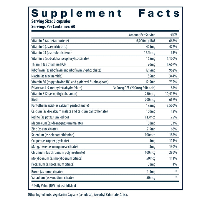 Vital Nutrients Multi-Nutrients 2 Citrate/Malate Formula (with Copper & without Iron) dietary supplement.