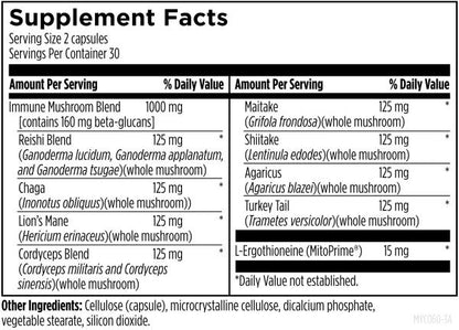 MycoSupreme 60 vegetarian capsules supplement facts image