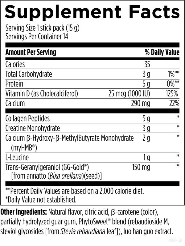 MyoStim™ supplement facts image