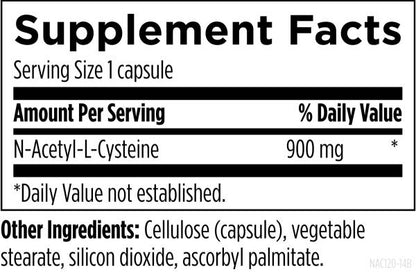 N-Acetyl-L-Cysteine supplement facts image