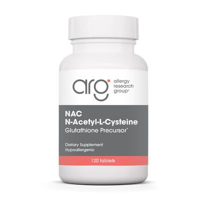 Allergy Research Group NAC N-Acetyl-L-Cysteine - 120 tablets bottle front label