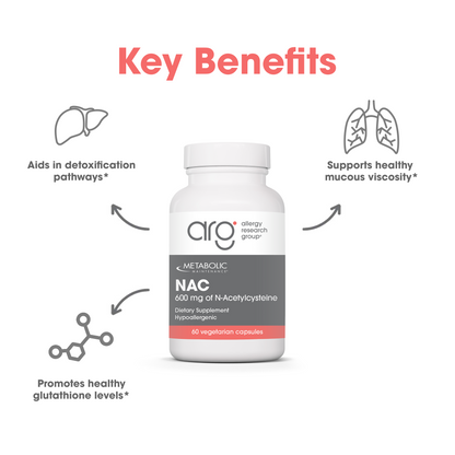 NAC dietary supplement bottle with suggested use instruction to take one capsule daily