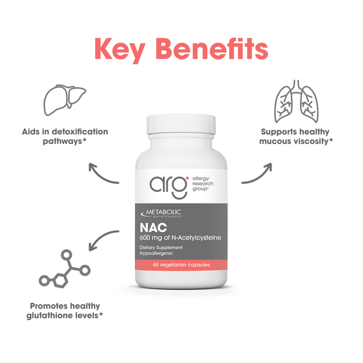 NAC dietary supplement bottle with suggested use instruction to take one capsule daily