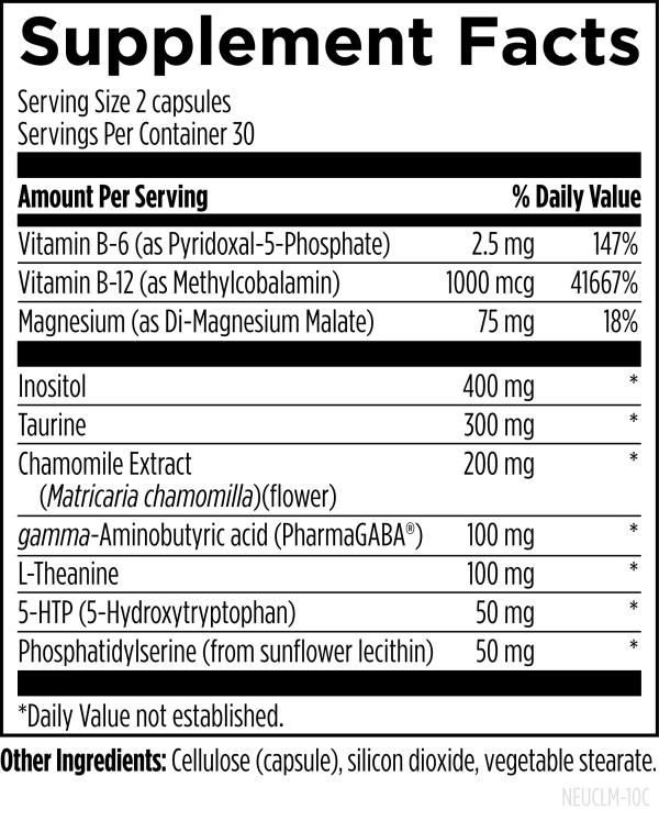 NeuroCalm™ 60 capsules supplement facts image