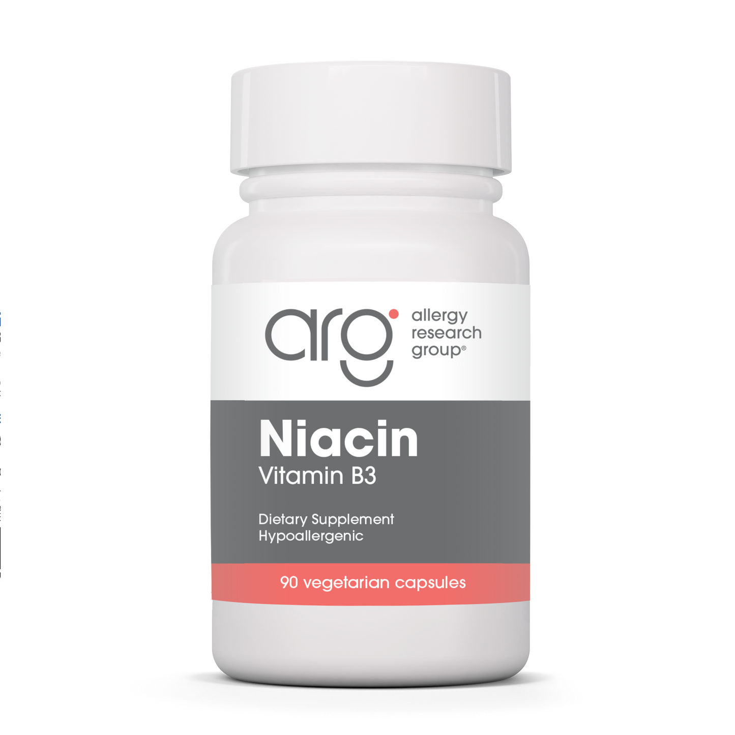 Allergy Research Group Niacin - 90 vegetarian capsules bottle front label