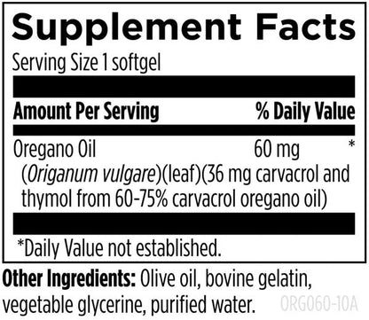 Oil of Oregano supplement facts image
