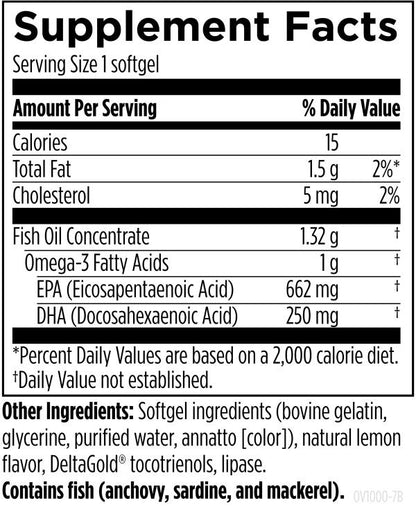OmegAvail™ TG1000 60 softgels supplement facts image