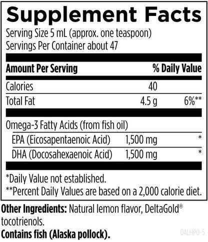 OmegAvail™ Hi-Po Liquid supplement facts image
