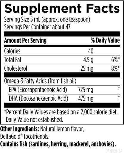 OmegAvail™ Liquid 8 fl oz (237 mL) liquid supplement facts image