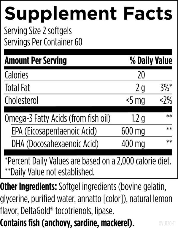 OmegAvail™ Ultra 120 softgels supplement facts image