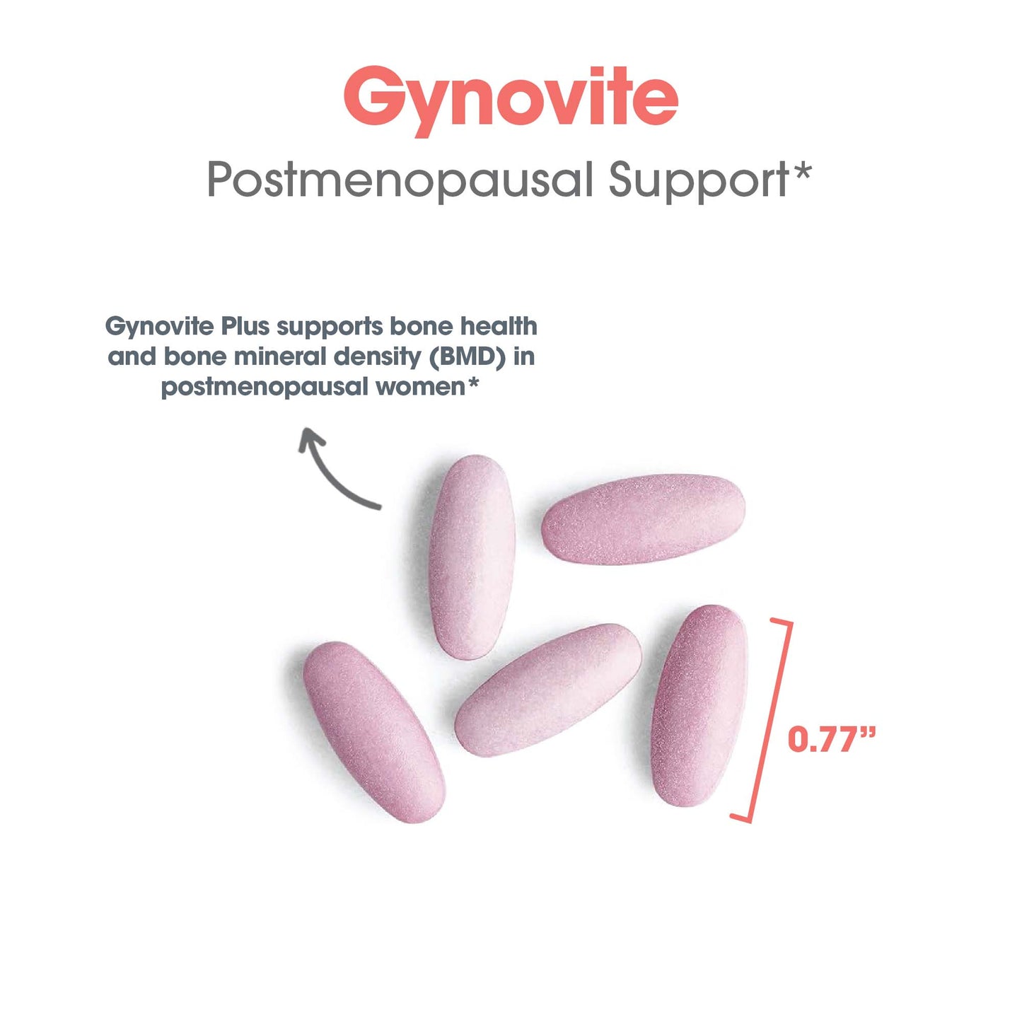 Gynovite women's multivitamin for postmenopause suggested use graphic showing six tablets daily with meals