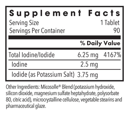 Optimox® Iodoral® 6.25 mg - supplement fact label with Iodine