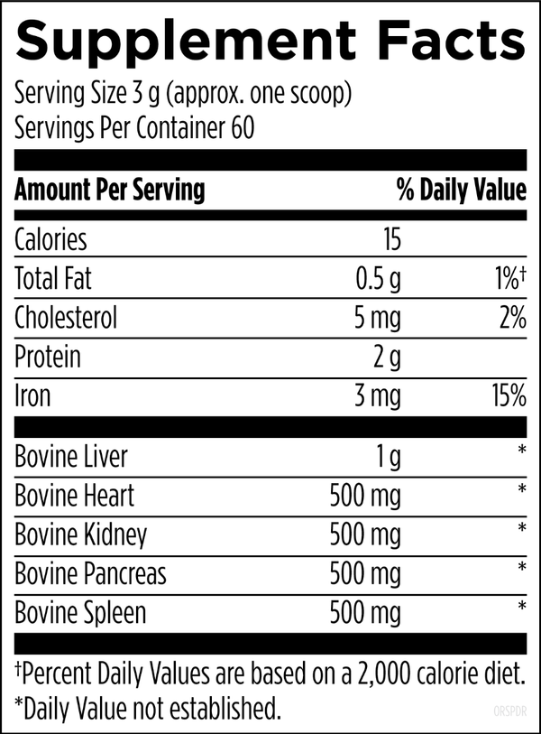 Organ Synergy™ Powder supplement facts image