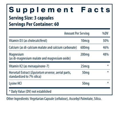 Vital Nutrients Osteo-Nutrients with Vitamins D3 and K2-7 dietary supplement facts.