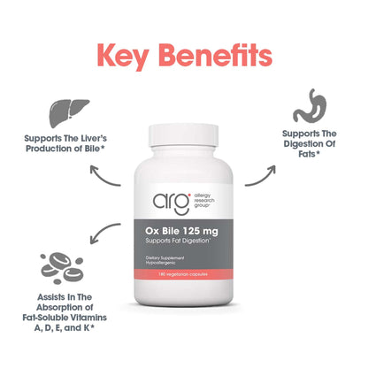 Ox Bile 125 mg - suggested use: 1 capsule three times daily with meals containing fat