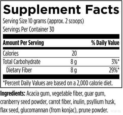 Fiber Prebiotic Complete 300 g powder  supplement facts image