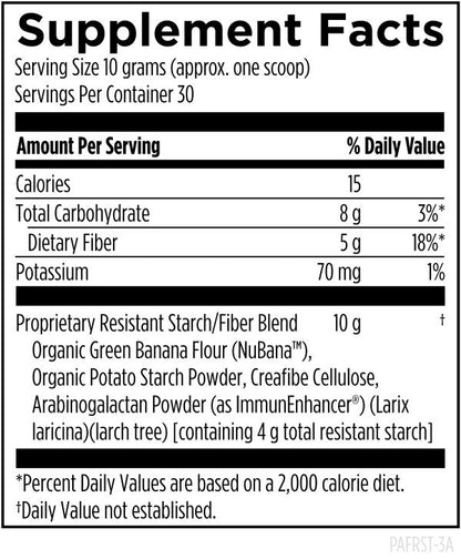 Fiber Prebiotic Complete RS 300 g (10.6 oz) powder, Unflavored supplement facts image