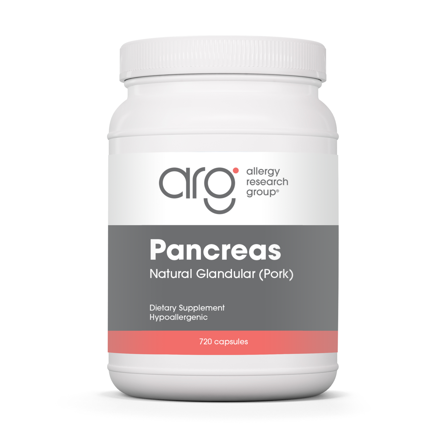 Allergy Research Group Pancreas Pork natural glandular supplement bottle for digestive and pancreatic support