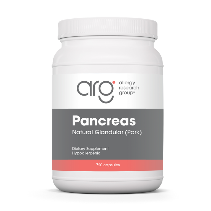 Allergy Research Group Pancreas Pork natural glandular supplement bottle for digestive and pancreatic support