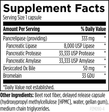 Pancreatic Enzyme Complex™ supplement facts image