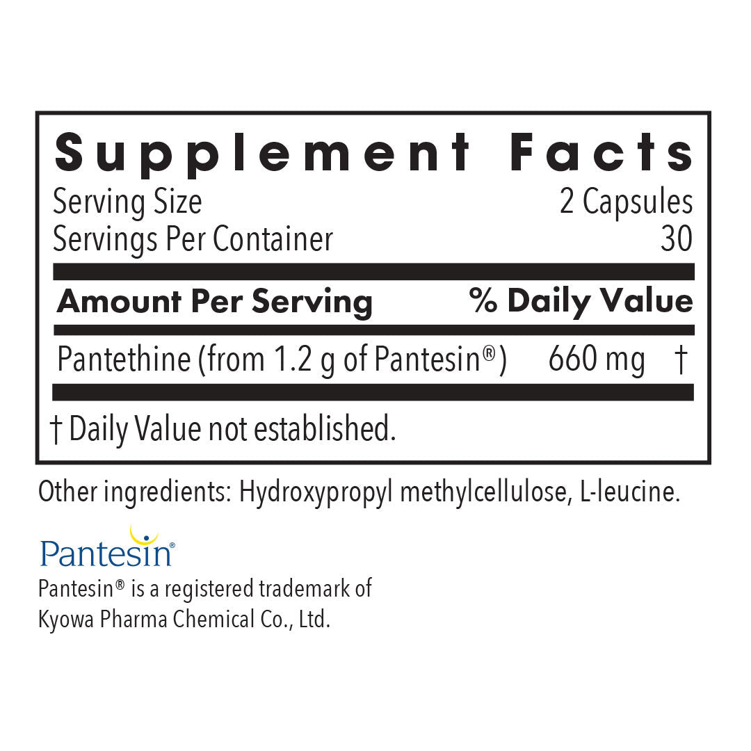Pantethine - supplement fact label with Pantethine