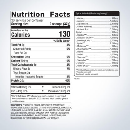 Perfect Protein® Powder - Vegan Pea and Rice Protein, Vanilla