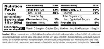 Performance Peptides Bar Supplement Facts Image