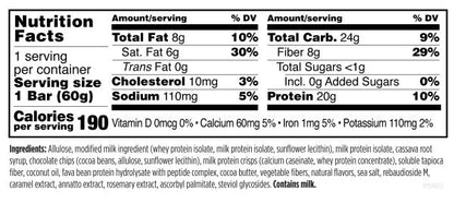 Performance Peptides™ PRO Bar Supplement Facts Image