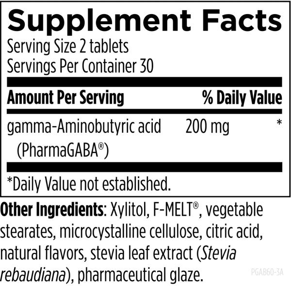 PharmaGABA® 60 chewable tablets supplement facts image