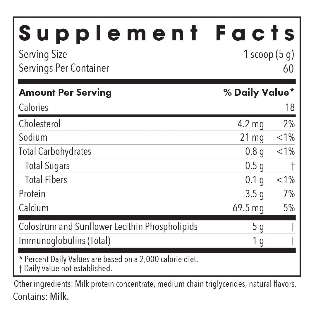 Allergy Research Group Phospholipid Colostrum 300 gram powder jar for immune support and gut barrier health