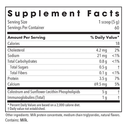 Allergy Research Group Phospholipid Colostrum 300 gram powder jar for immune support and gut barrier health
