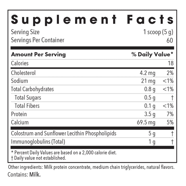 Allergy Research Group Phospholipid Colostrum 300 gram powder jar for immune support and gut barrier health