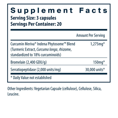 Vital Nutrients Phyto-Curcumin Plus Enzymes dietary supplement facts.