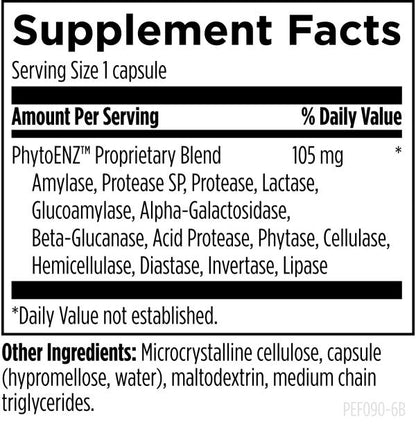 Plant Enzyme Digestive Formula supplement facts image