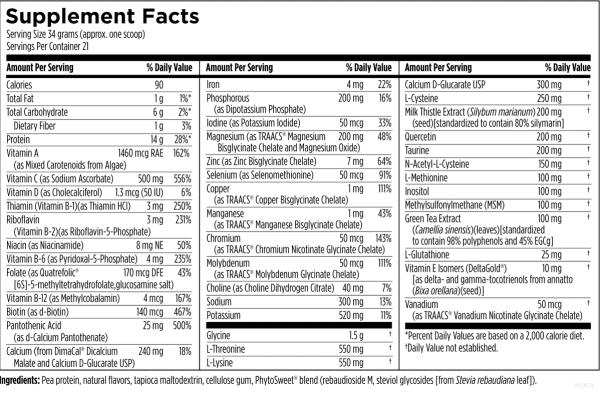 Plant Protein Cleanse supplement facts image
