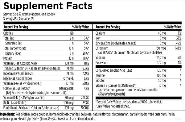 Plant Protein Meal supplement facts image