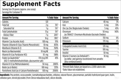 Plant Protein Meal supplement facts image