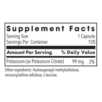 Potassium Citrate - supplement fact label with Potassium