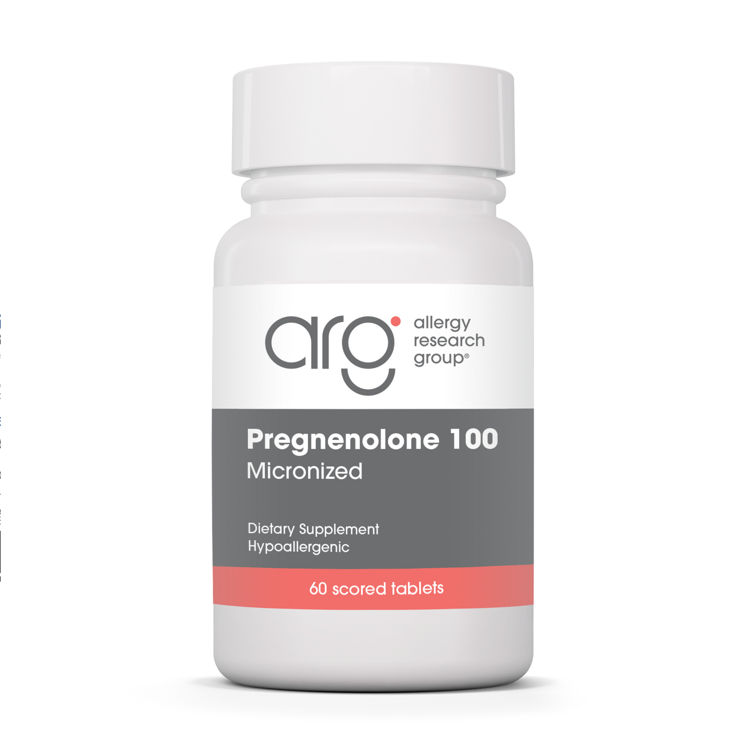 Allergy Research Group Pregnenolone 100 mg - 60 scored tablets bottle front label