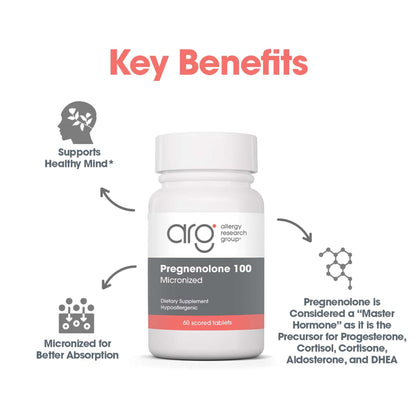 Pregnenolone 100 mg - suggested use: 1 tablet daily with food