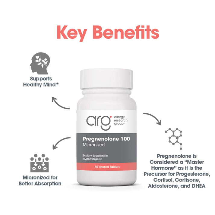 Pregnenolone 100 mg - suggested use: 1 tablet daily with food
