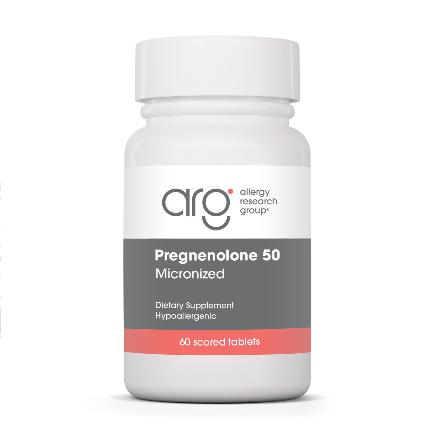 Allergy Research Group Pregnenolone 50 mg - 60 scored tablets bottle front label