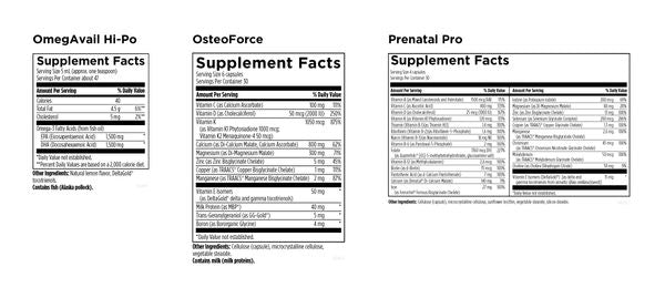 Prenatal Pro Essential Bundle Supplement Facts Image