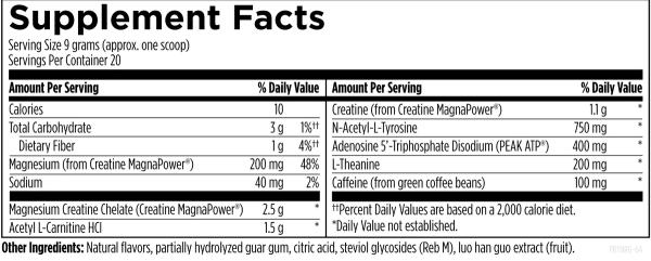 PreTrain NRG™ 180 g (6.3 oz) powder supplement facts image