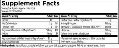 PreTrain NRG™ 180 g (6.3 oz) powder supplement facts image