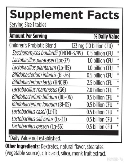ProbioMed™ Kids, 30 tablets supplement facts image