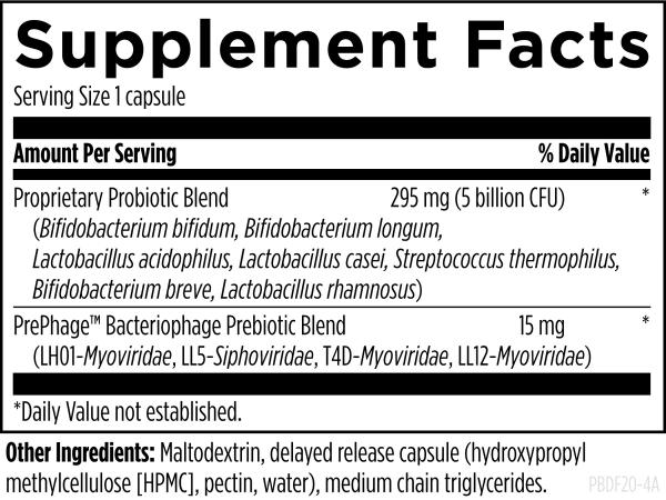 Probiophage DF™ 120 capsules supplement facts image
