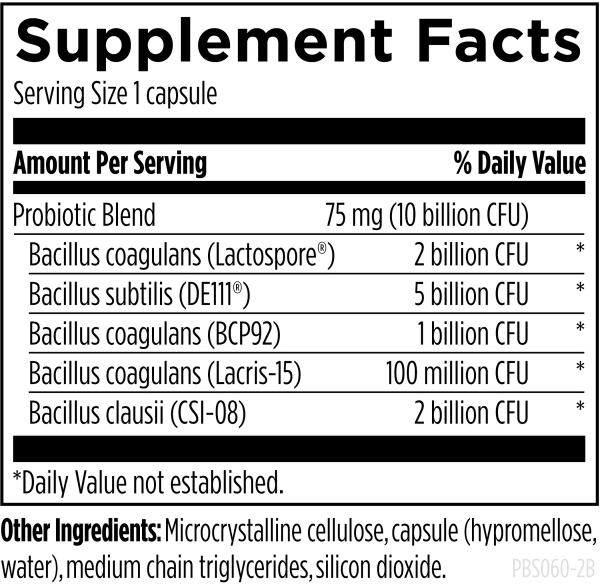 ProbioSpore™ 60 capsules supplement facts image